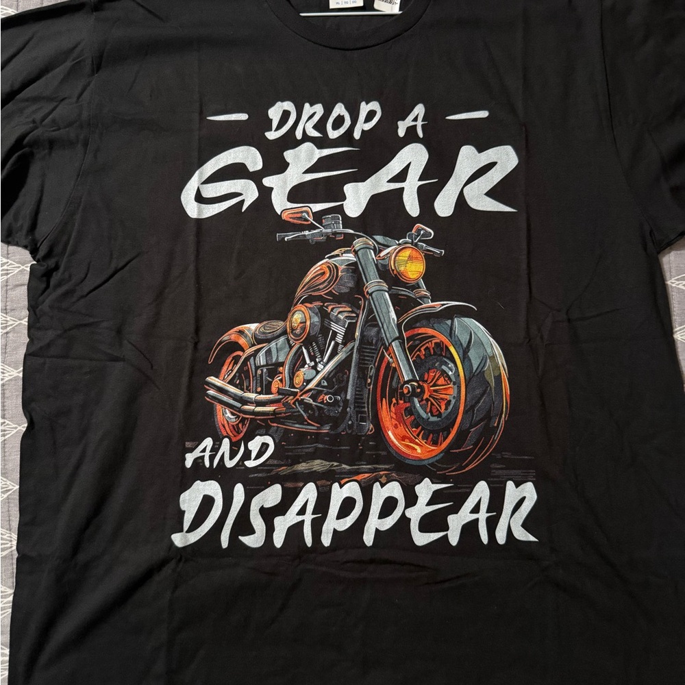 Men’s Black Graphic Motorcycle T-Shirt - Size XL